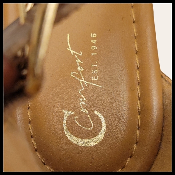 Cognac Zip back Strappy Sandals 10M - Picture 7 of 9